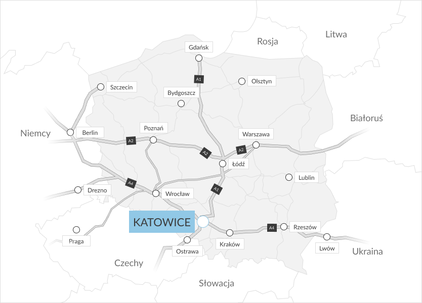 mapa widoku Polski na tle sąsiadów